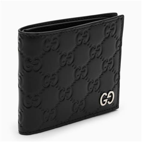 Portafoglio nero con pattern logo Gucci 